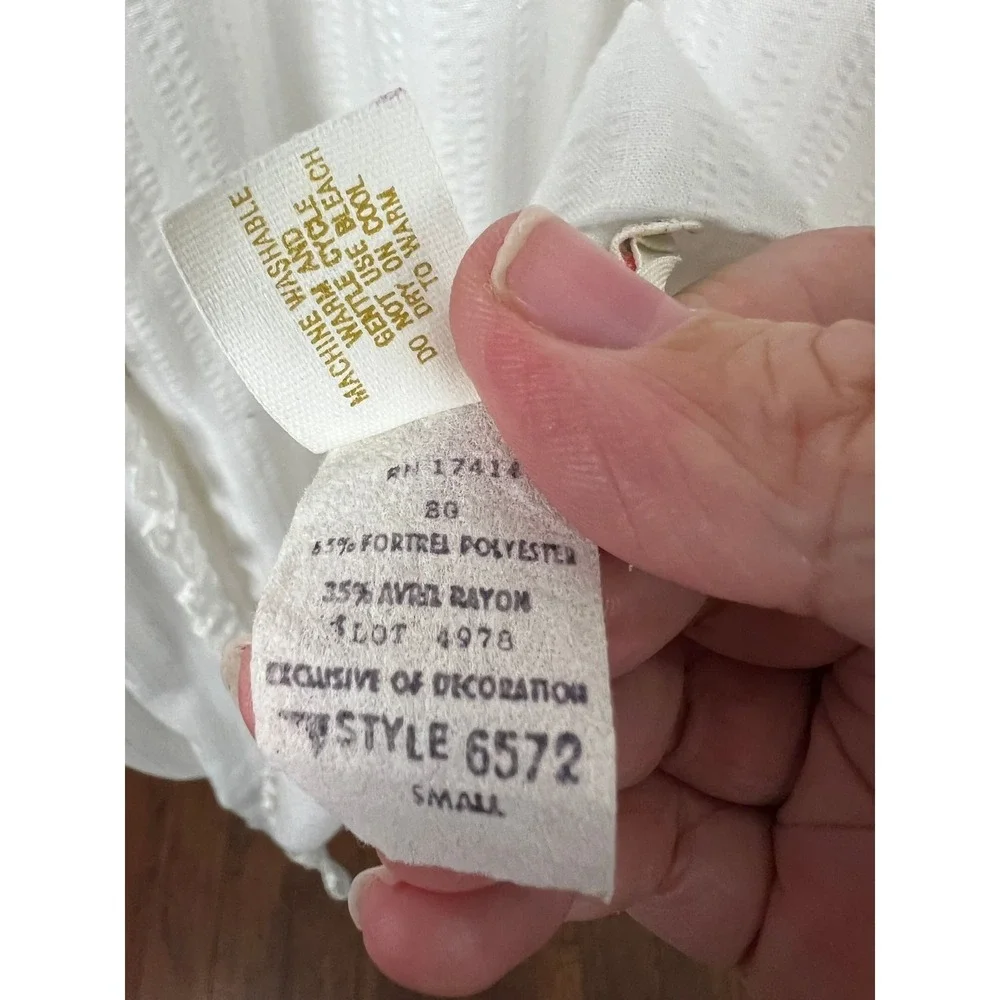 Vintage White Lace Trim Snap Front Maxi Nightgown Robe Small Cottagecore Regency